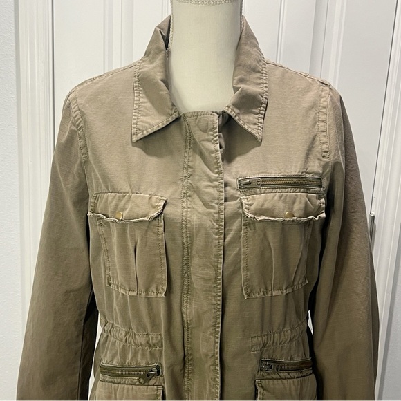 J Crew Women's Cotton Classic Twill Chino Utility Military Jacket Brown Size M - Picture 4 of 13